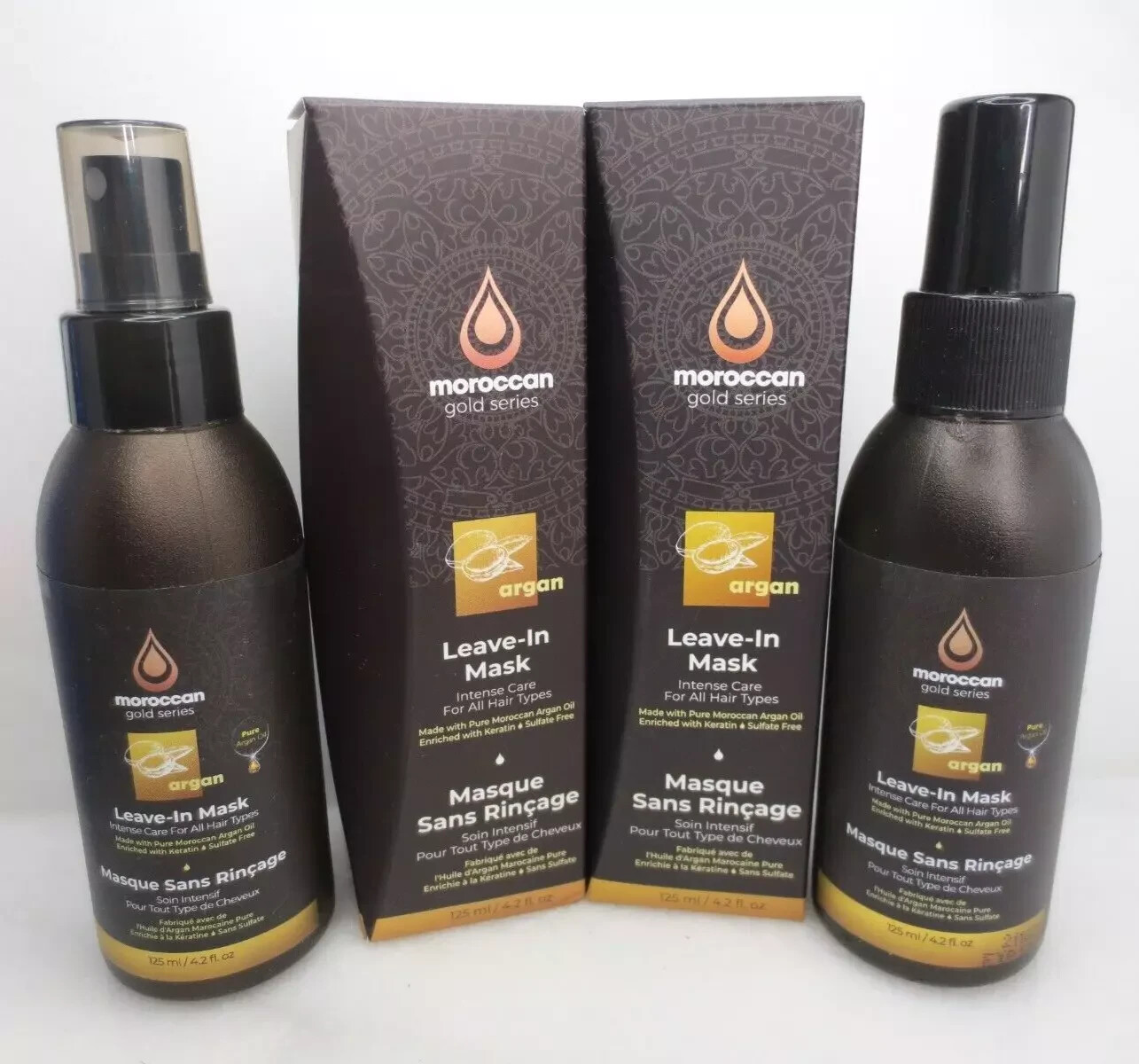 2x MOROCCAN GOLD SERIES ARGAN LEAVE-IN MASK 4.2 OZ BOXED  new