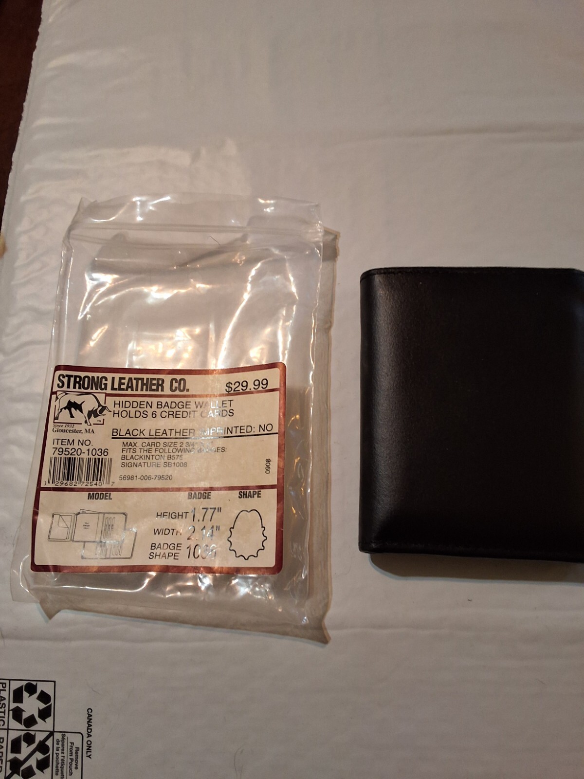 STRONG LEATHER CO.  Bi FOLDHIDDEN BADGE WALLET BLACK LEATHER 79520-1036 NOS