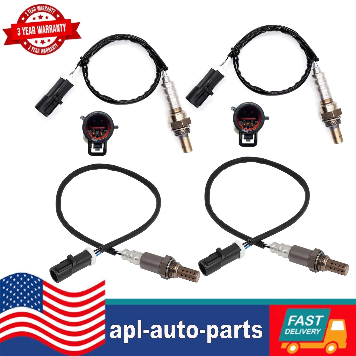 Set 4 Upper+Lower Oxygen Sensor for 08-10 Ford F-250/F-350 Super Duty 5.4L 6.8L