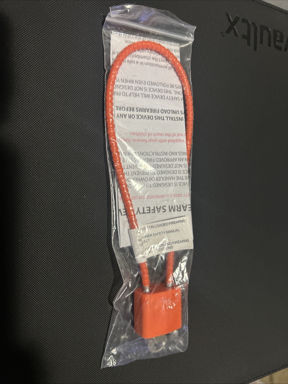 🔒 Orange Cable Gun Lock w/ Key – 30mm Padlock – Firearm Safety Lock