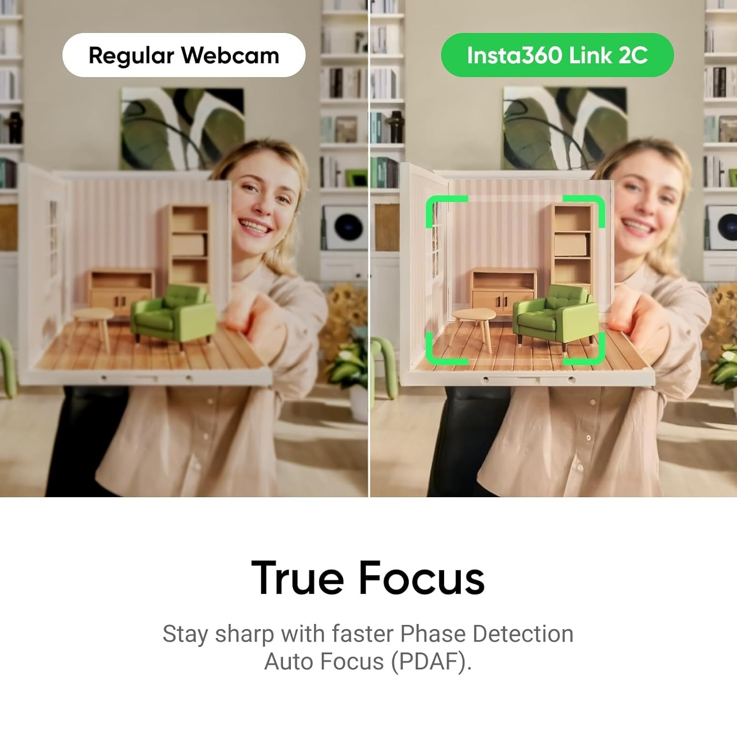 Insta360 Link 2C AI 4K Webcam Black 1/2" Sensor Noise-Cancelling Mic for Mac PC