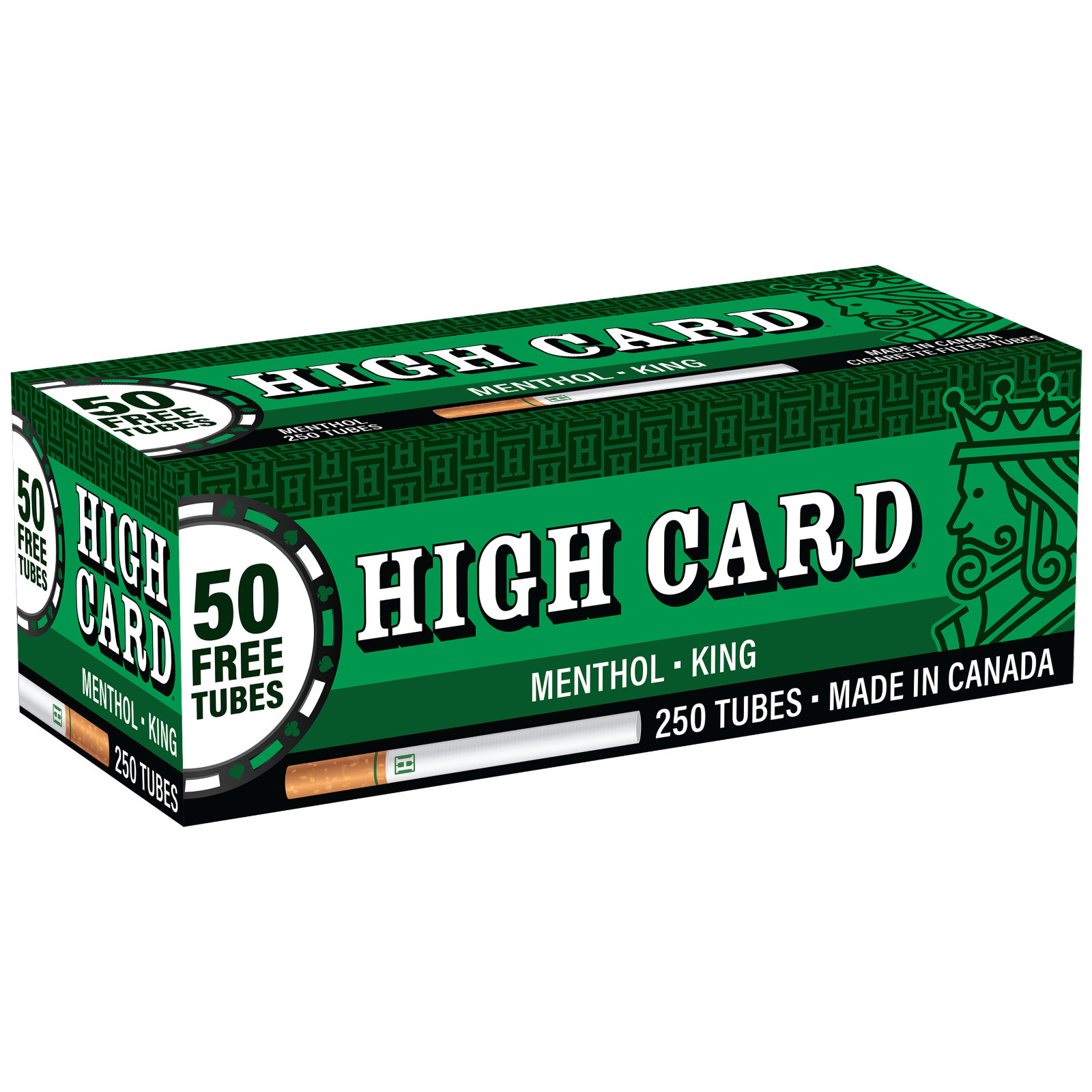 HIGH CARD Menthol Cigarette Tubes - King Size Filter Tubes (1 Box of 250)