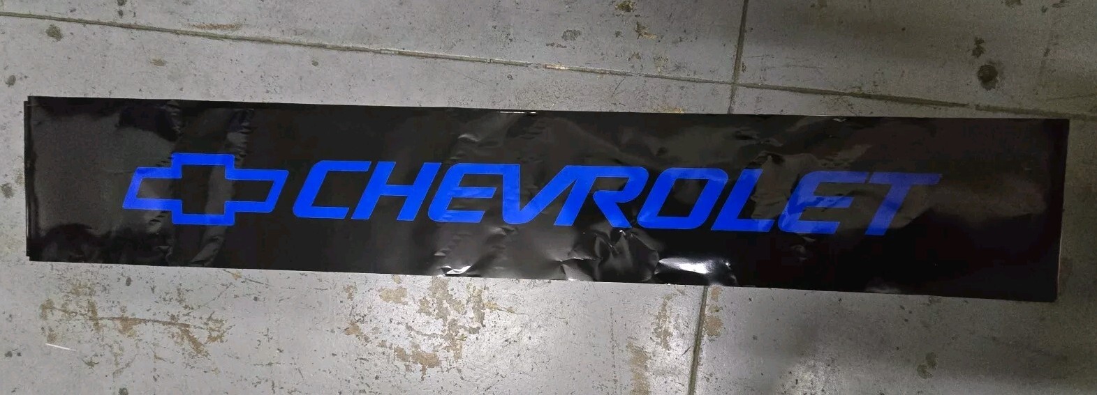 Chevrolet Windshield Tailgate Sticker Decal 60x9 R Blu Lettering Blk Background