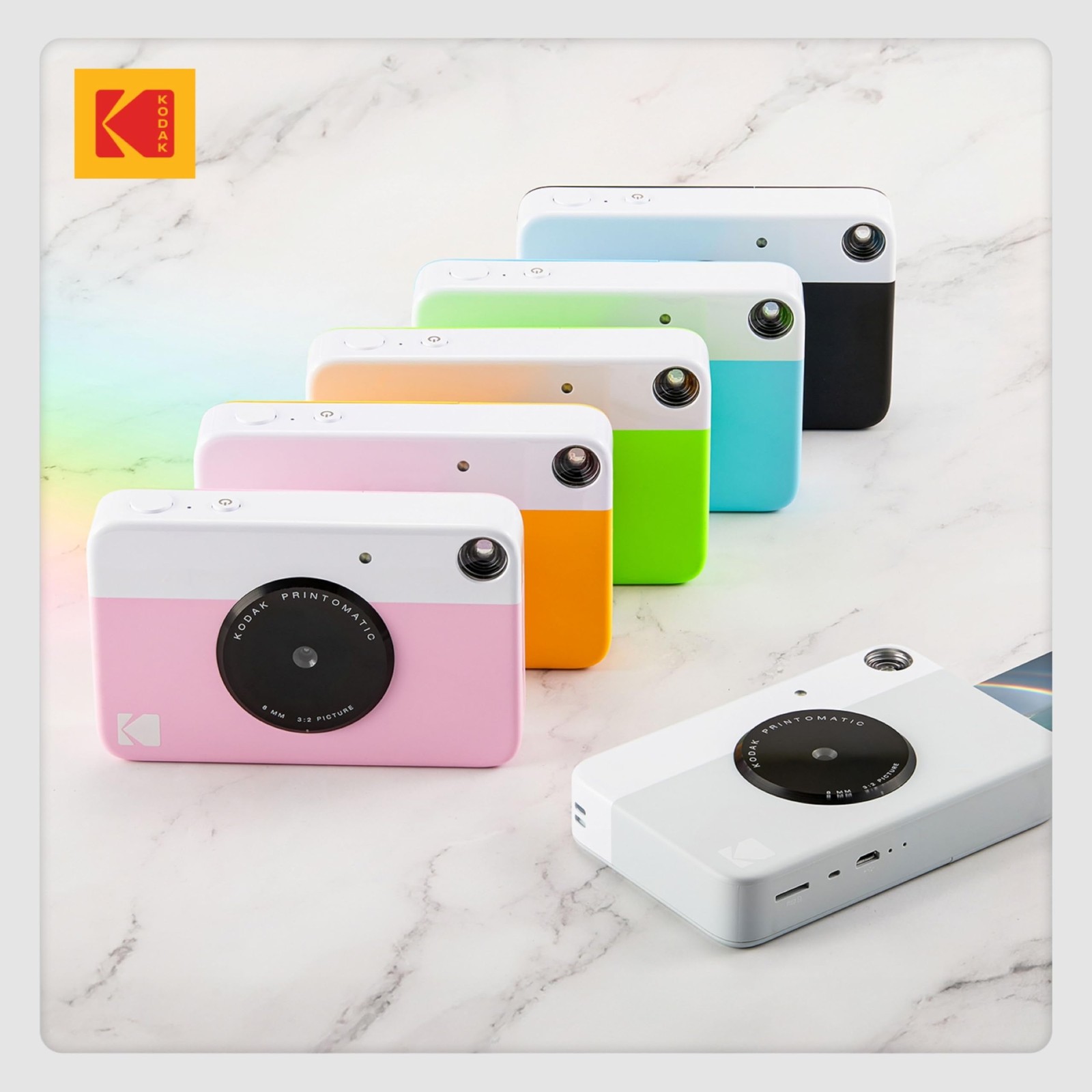 KODAK Printomatic Full-Color Instant Print Camera Gift Bundle + Soft Grey