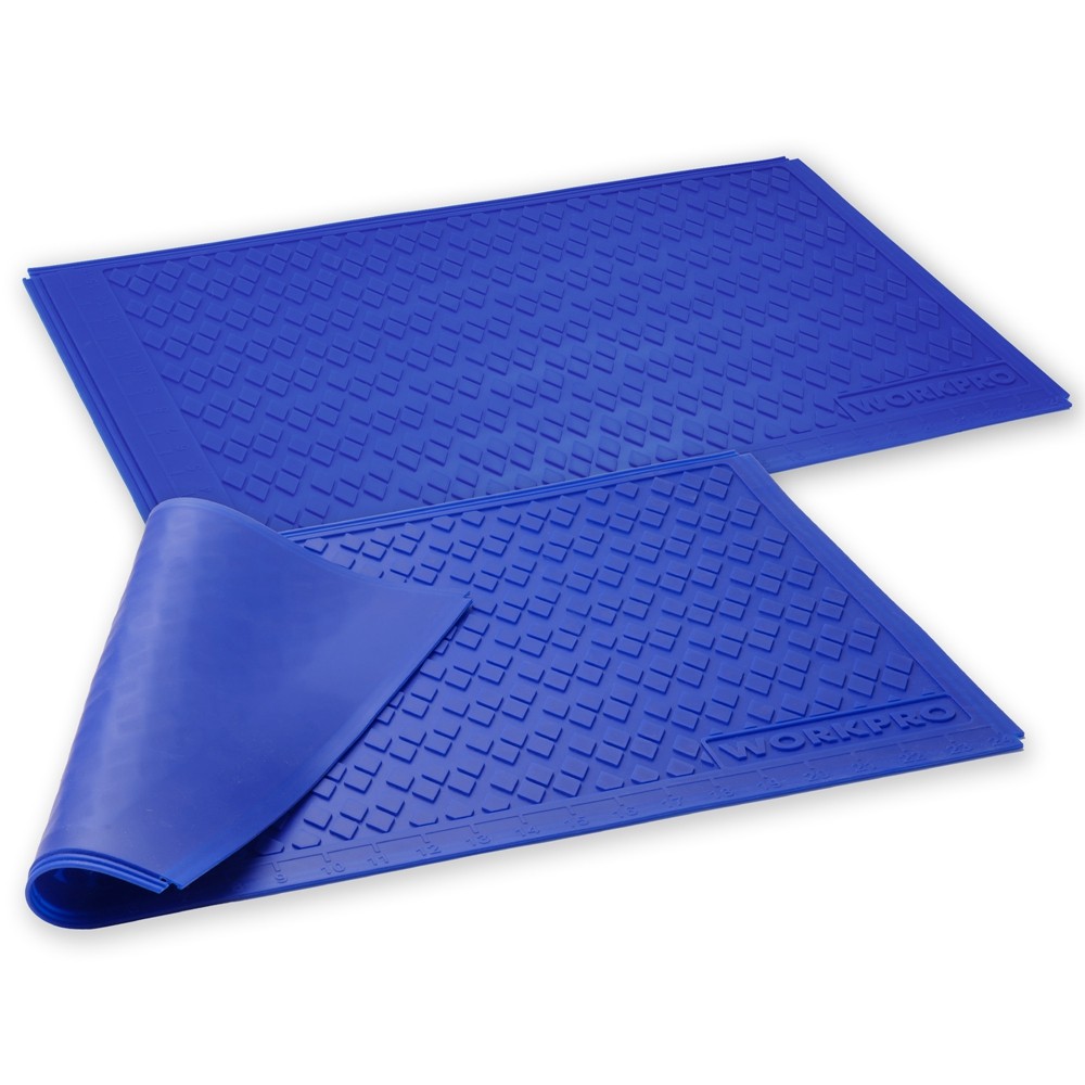 WORKPRO 2PC Silicone Glue Mat Non-Stick Workbench Pad Protector Measurement Grid