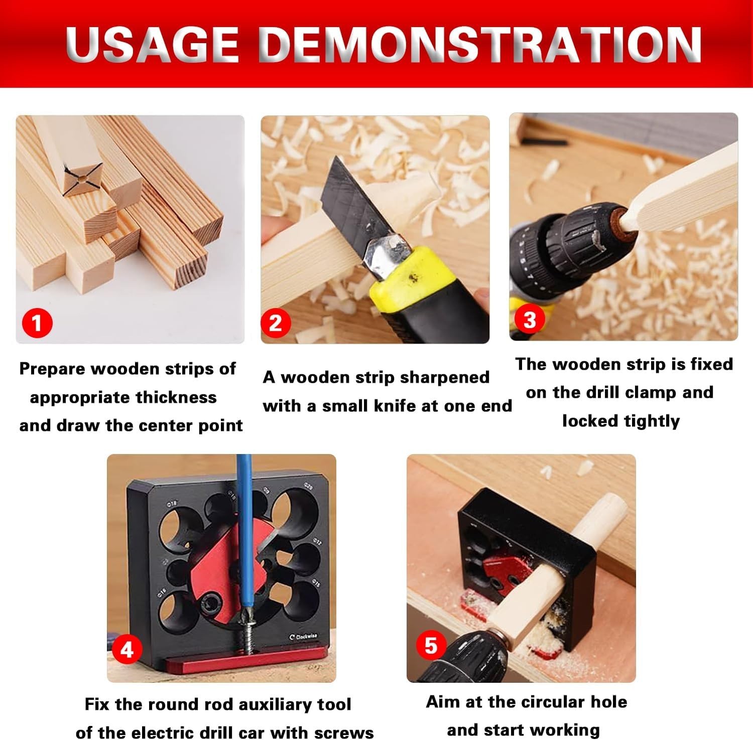 Adjustable Dowel Maker Jig 5/16"-3/4" Wood Dowel Tool Kit