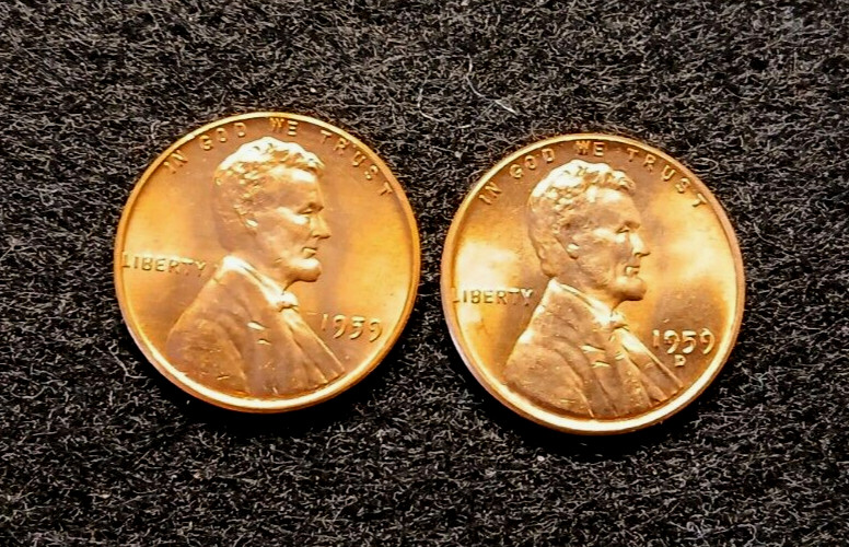 1959 Memorial Cents Uncirculated Pair P And D Mint