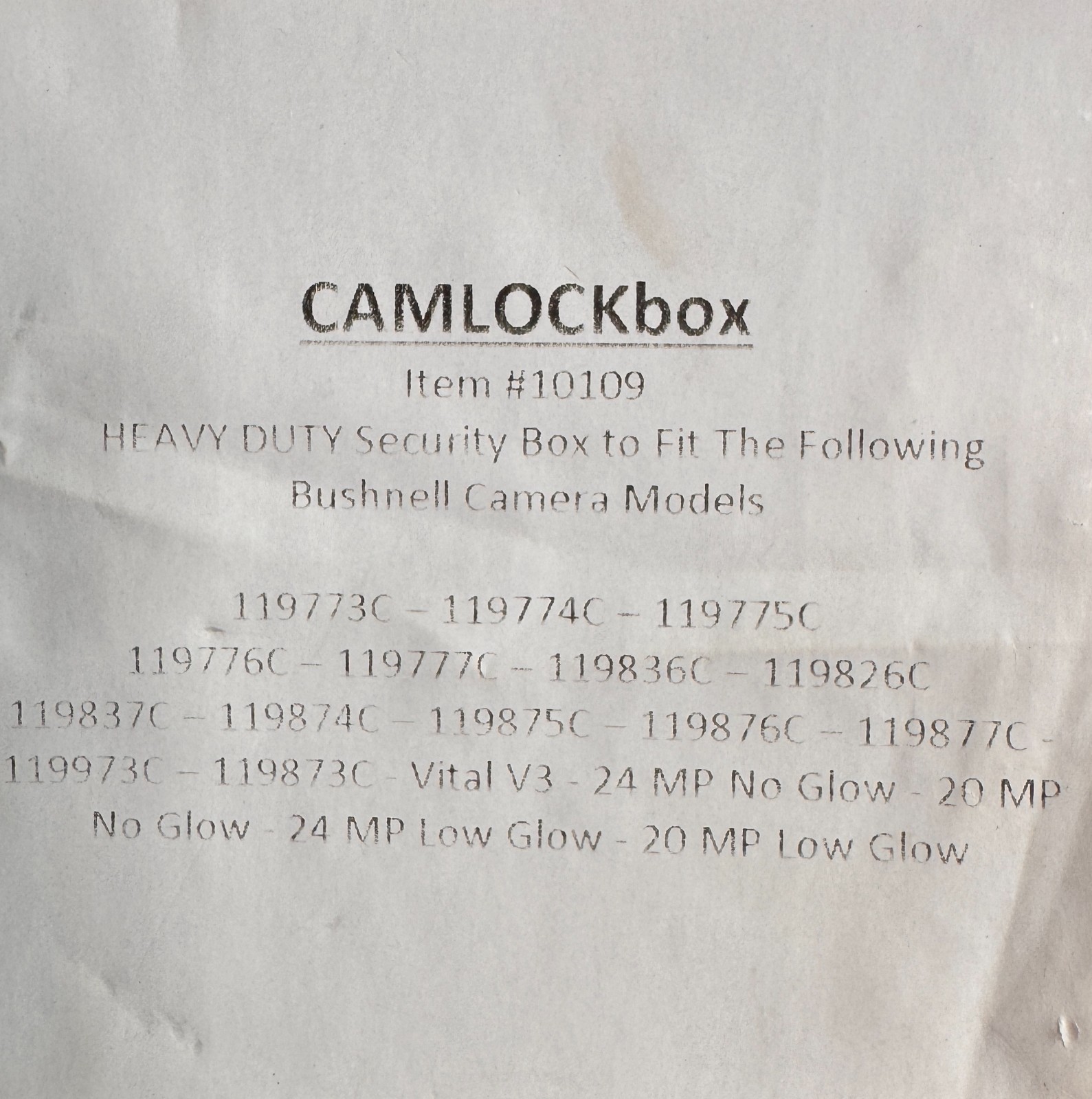 CAMLOCKBOX Security Box CAML (10109) New Sealed