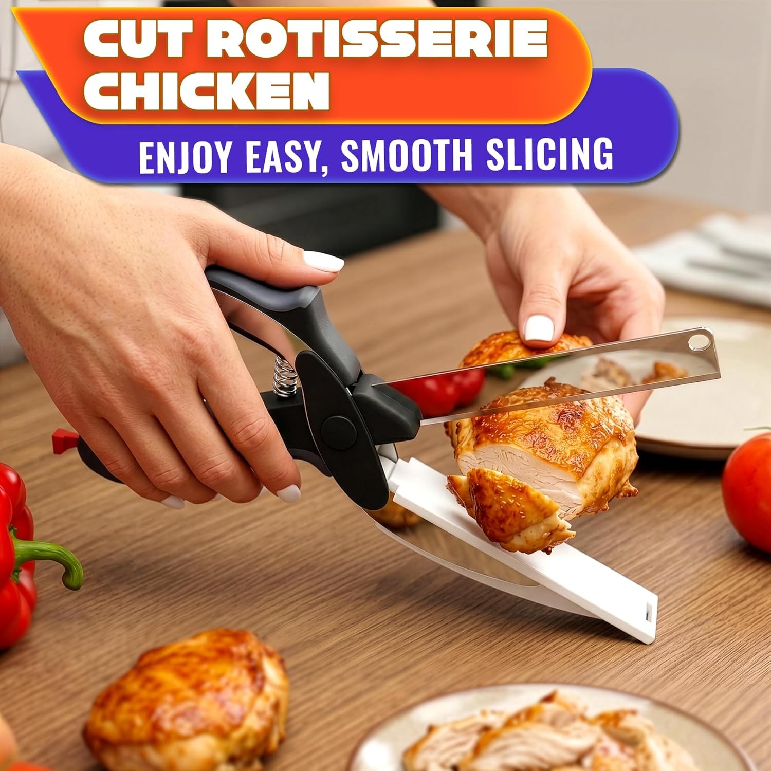 Kitchen Scissors For Food – 2 in 1 Cutting Board Scissors & Knife Shears Sharp