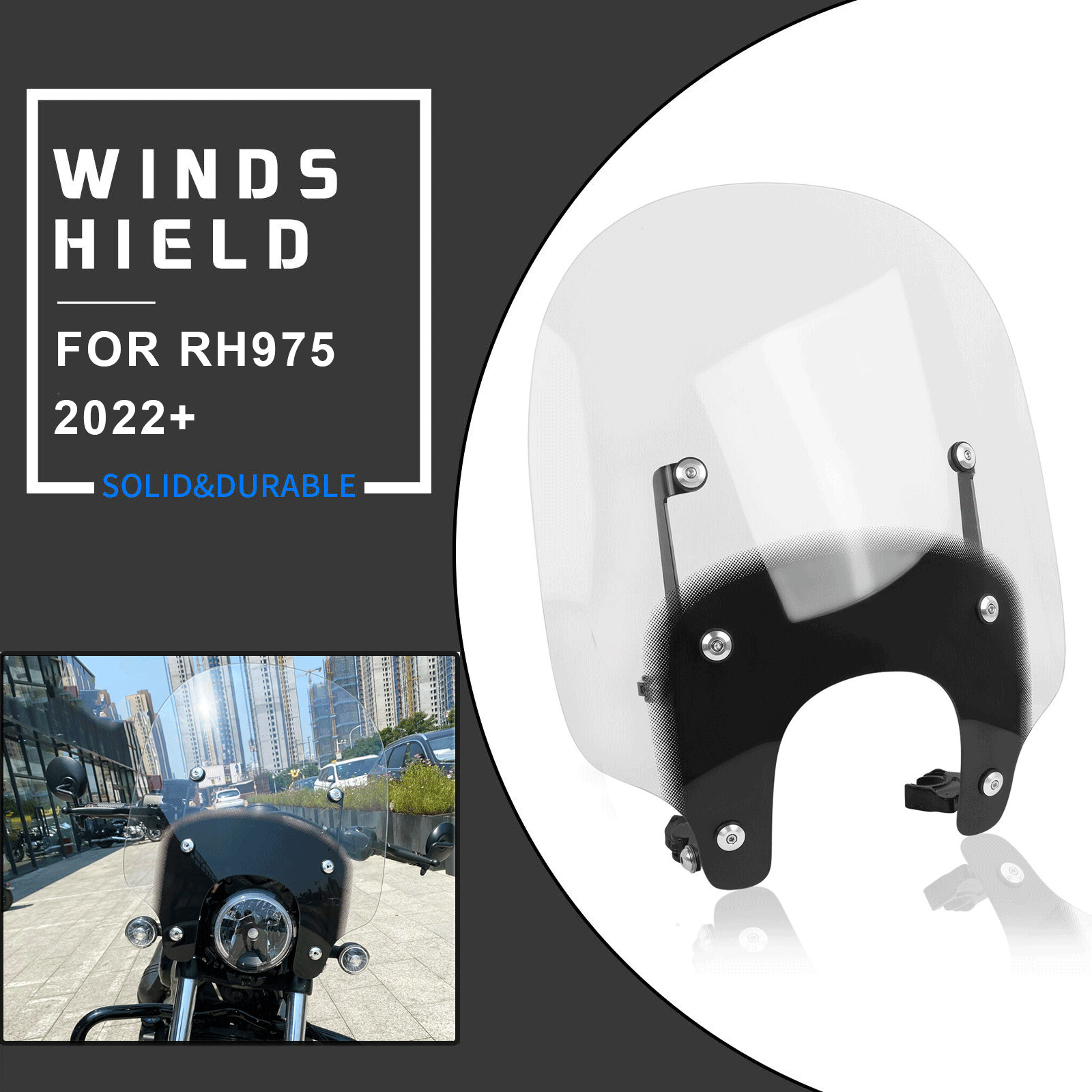 Compatible With Harley Nightster RH975 2022-2026 Windscreen Windshield w/Bracket