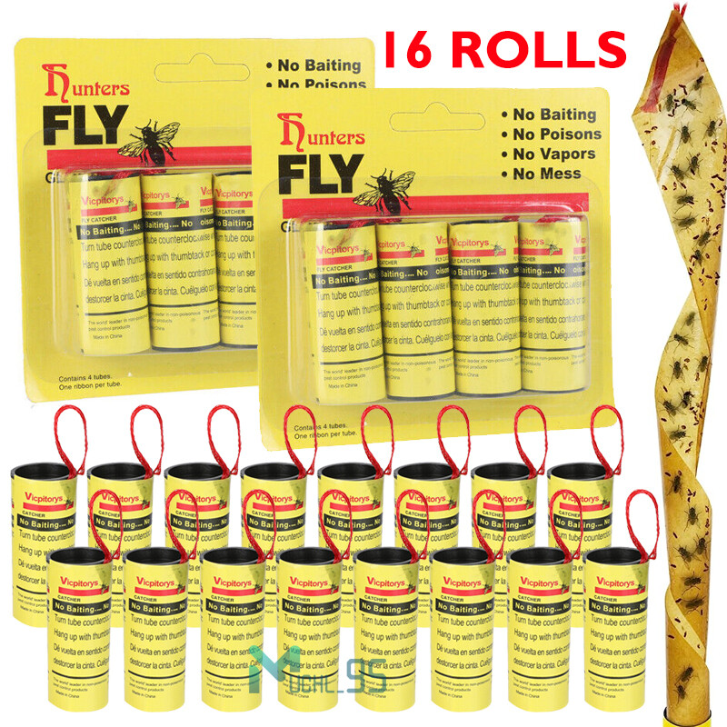 16 rollos de cinta adhesiva para trampa de moscas de papel para insectos, trampa
