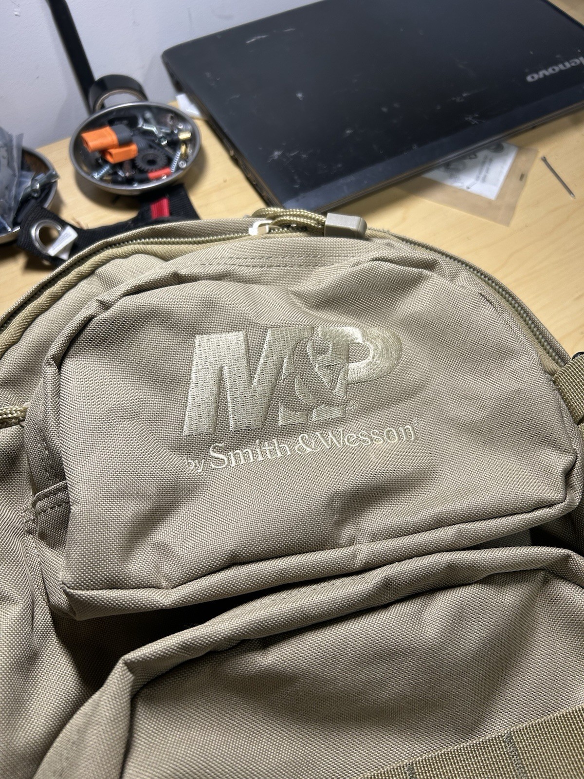 Smith & Wesson M&P Tactical Backpack Tan Nylon MOLLE Webbing Adjustable Straps