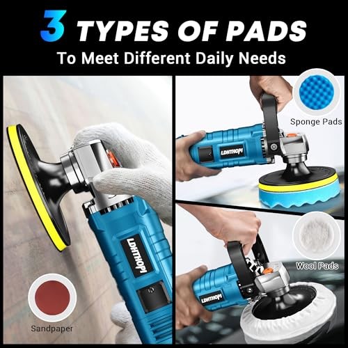 Buffer Polisher Kit for Car - 6/7 Inch Rotary 1600w Polisher Buffer Waxer,7