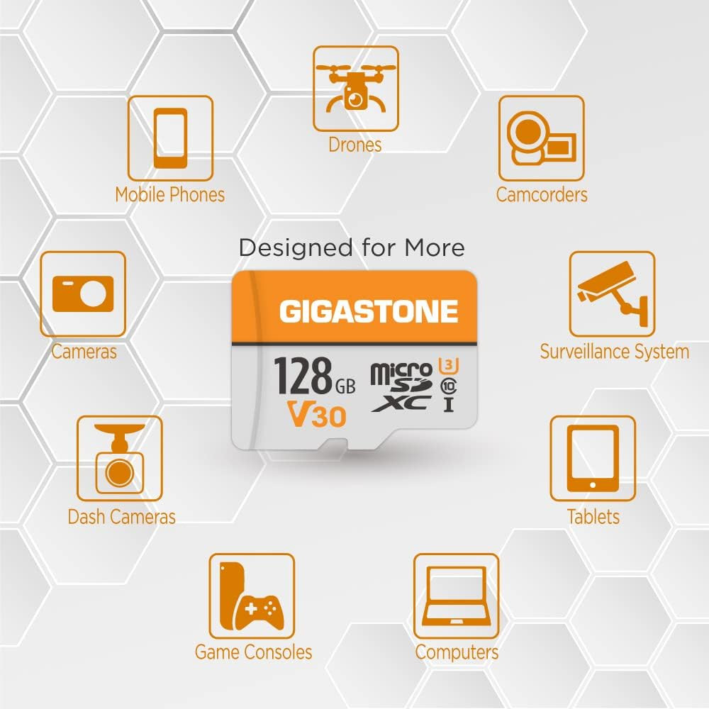 128GB Micro SD Card 2-Pack, A1 V30 4K Video Recording, Compatible with Security