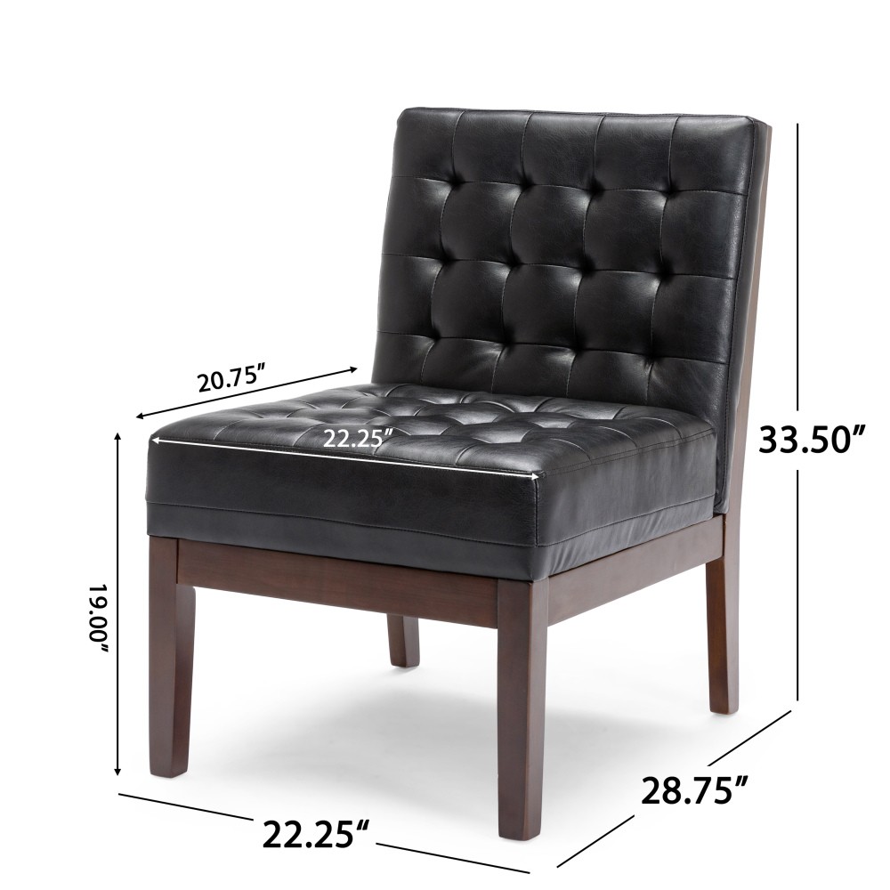 Dark Brown Accent Chair w/ Waffle Stitch, Rubberwood Legs, Modern, Free Shipping