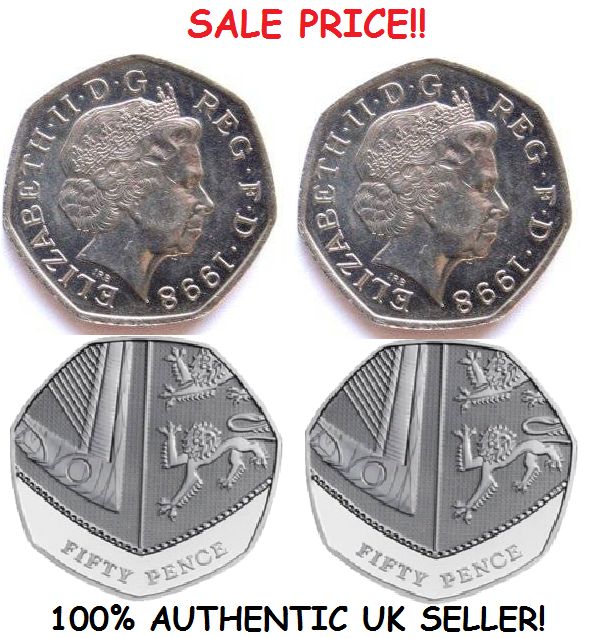 Pair of Real Double Sided 50 Pence Coin 1 Two Headed and 1 Two Tailed 50p Coin
