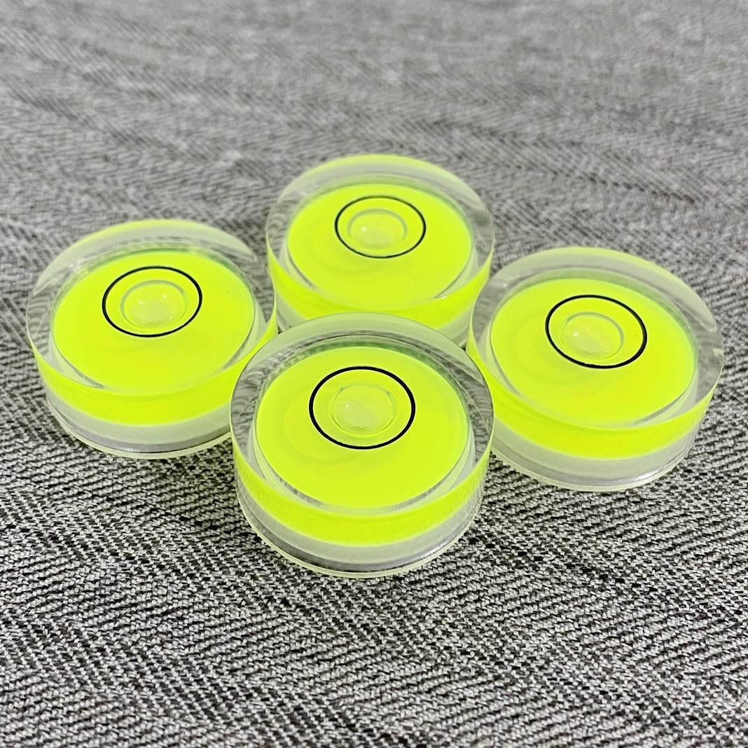 4Pcs Small Circular Bubble Levels with Double Sided Adhesive Bottom Mini Little