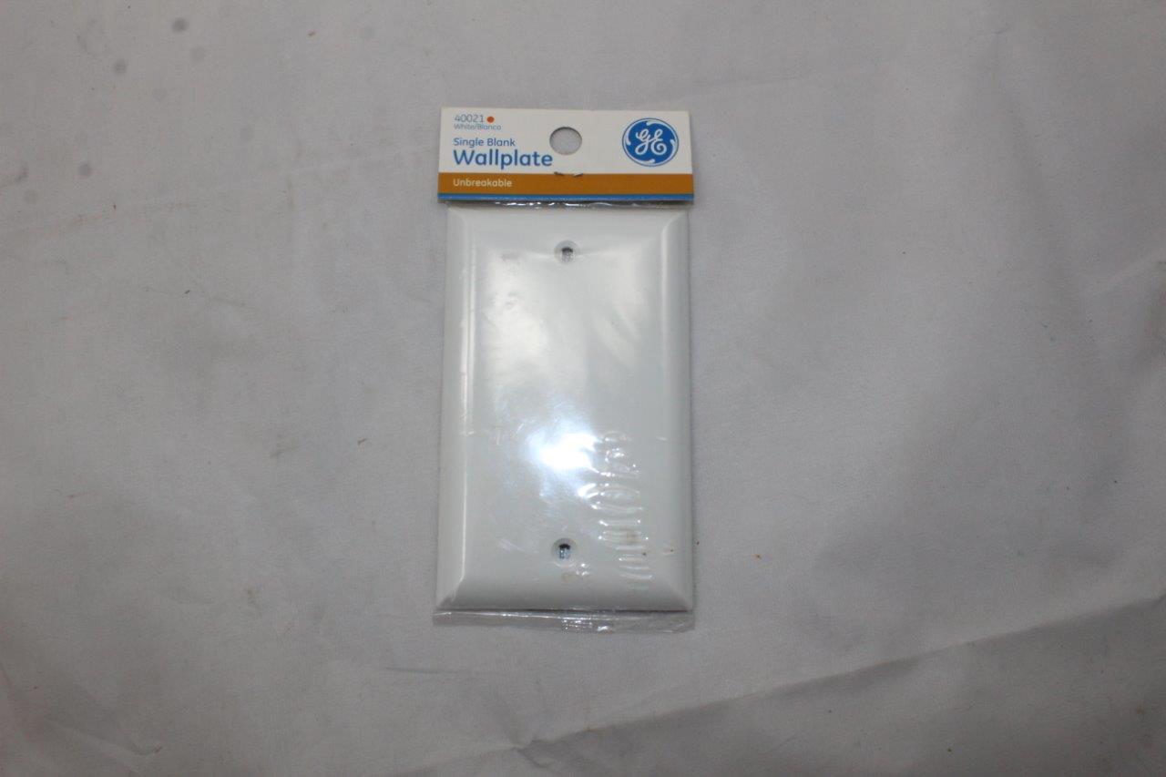 NEW Wall Plate Cover White GE40021 Blank Wallplate Unbreakable 4.5" x 2.75"
