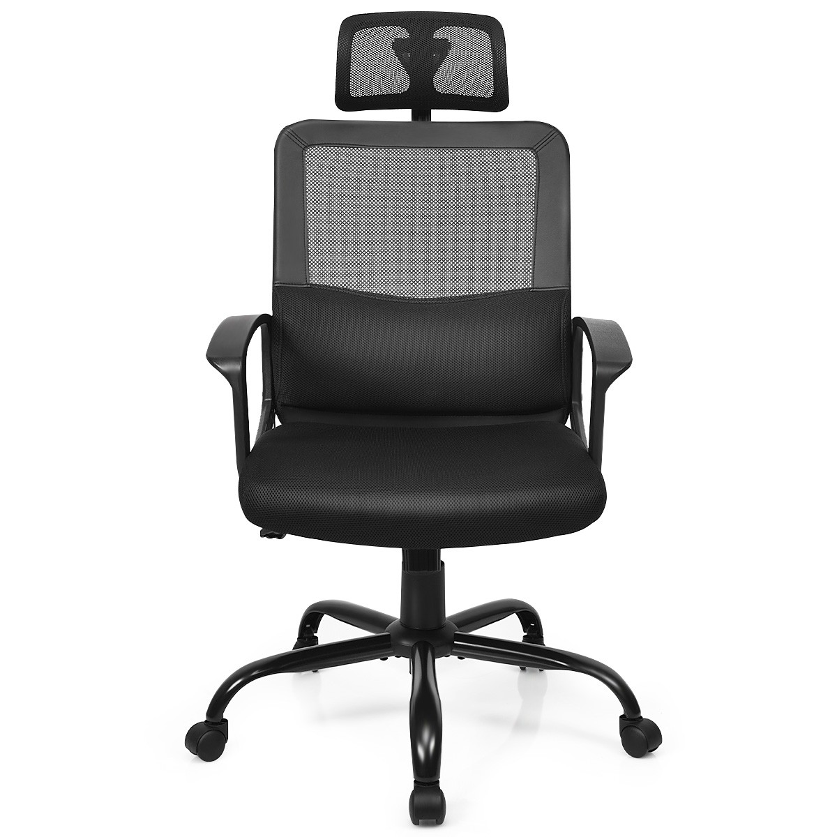 Mesh High Back Office Chair Ergonomic Swivel w/Lumbar Support Black