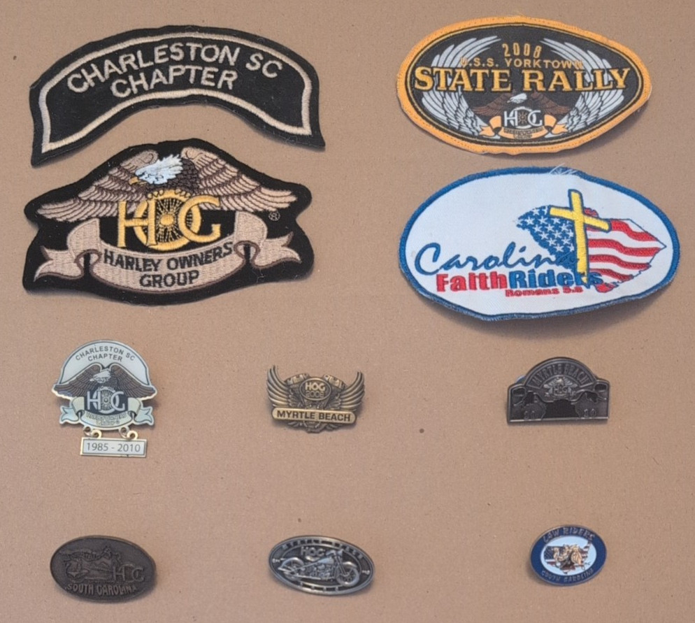 Lot of Harley Davidson Owners Group South Carolina Pins & Patches HOG Charleston