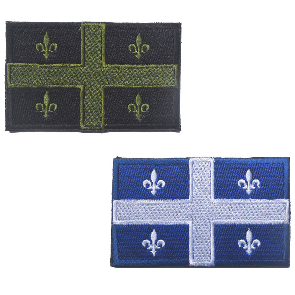 2 PCS QUEBEC PROVINCES FLAG CANADA STATES FLAG TACTICAL HOOK PATCH BLUE GREEN