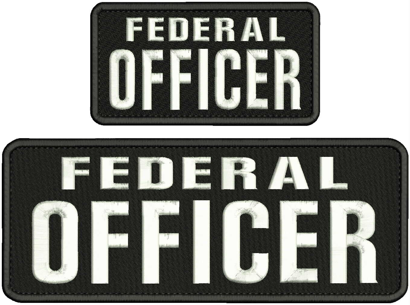 Federal Officer Embroidery Patch 4x10 And 3x6 Hook On Back Whiter On Black