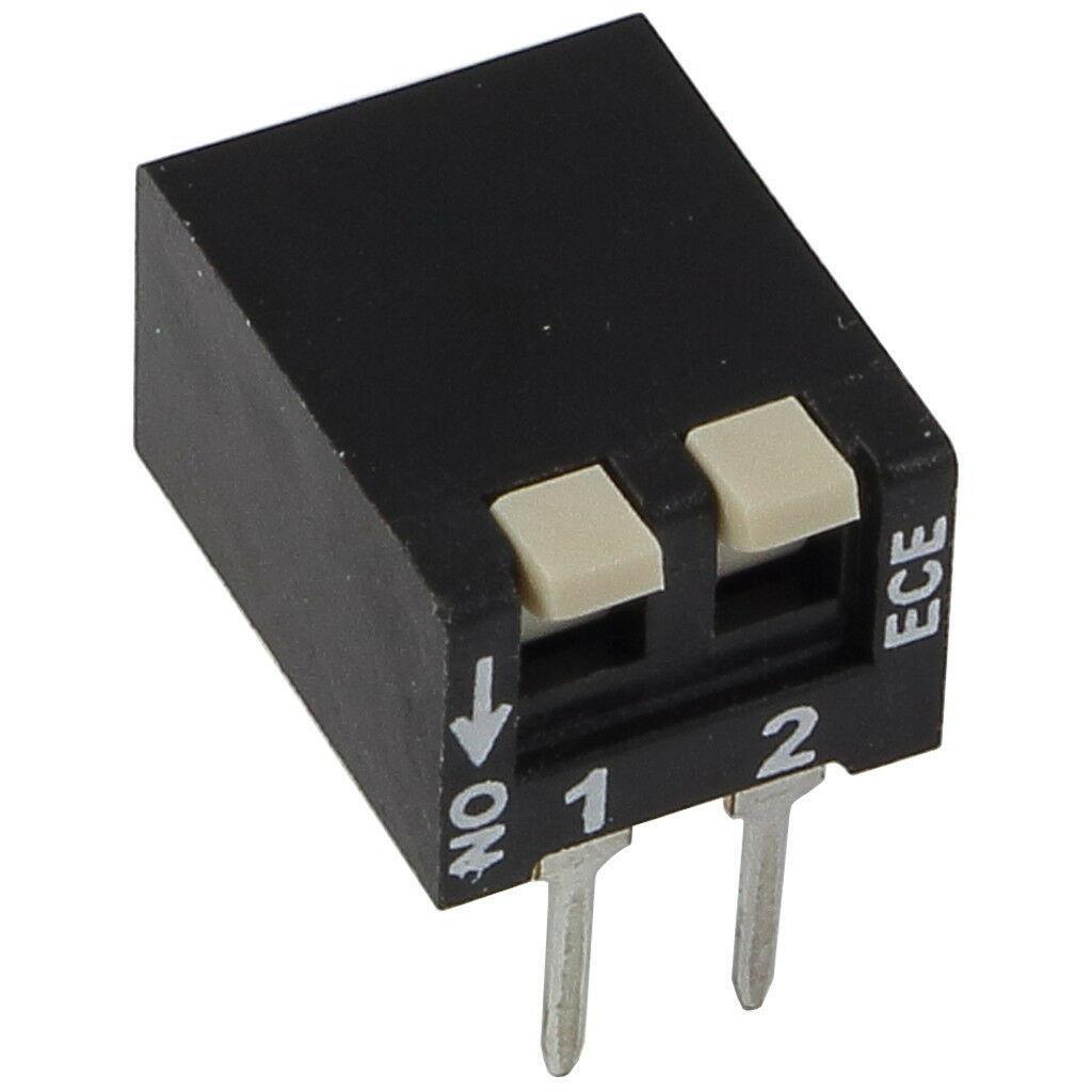 2 ECE EPH-102-LZ DIP Switches 2-Pin Piano 24V DC 25mA DIL Switch RM2.54 855922-