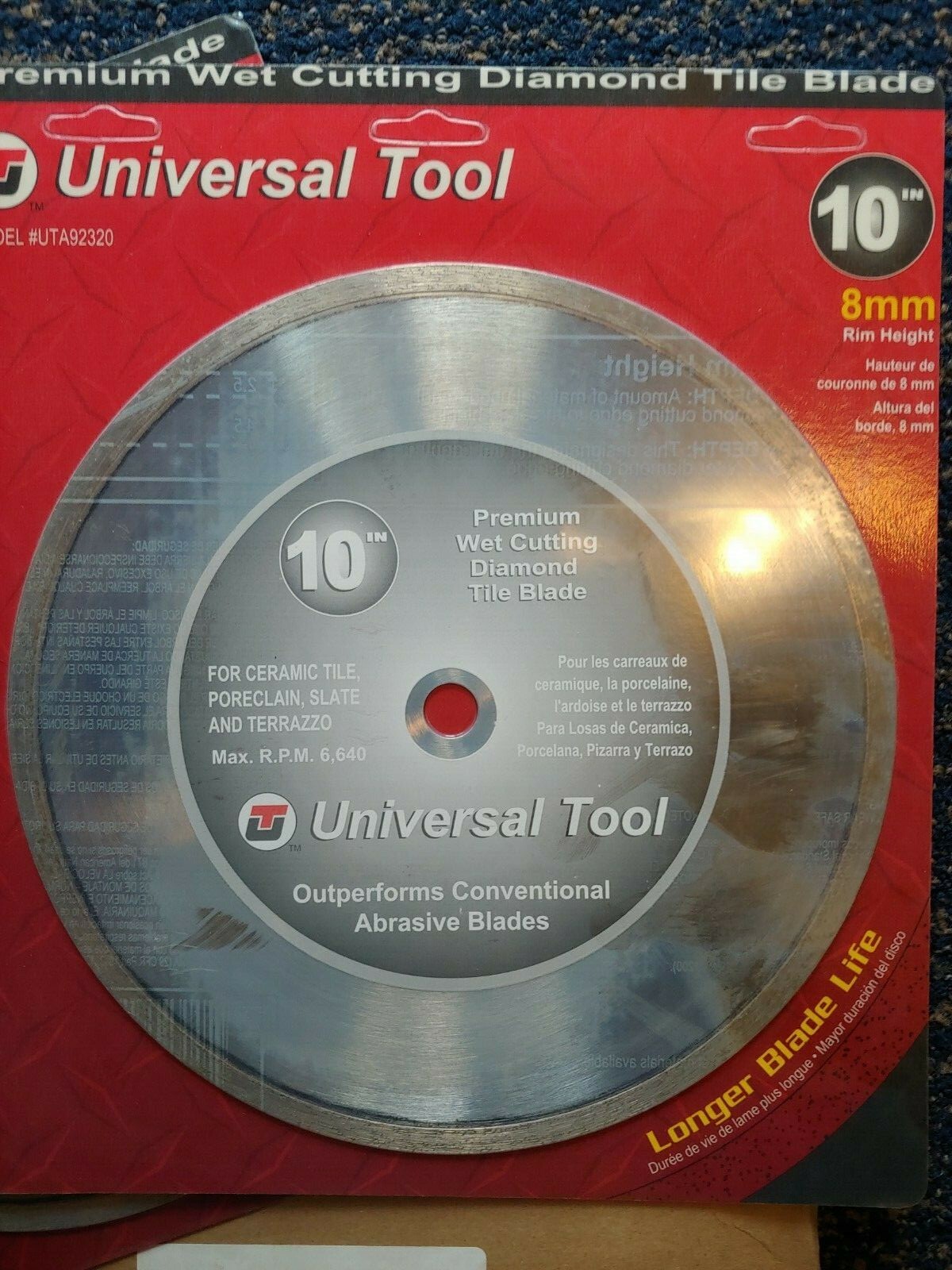 New 10" Universal Tool Premium Wet Cutting Diamond Tile Blades