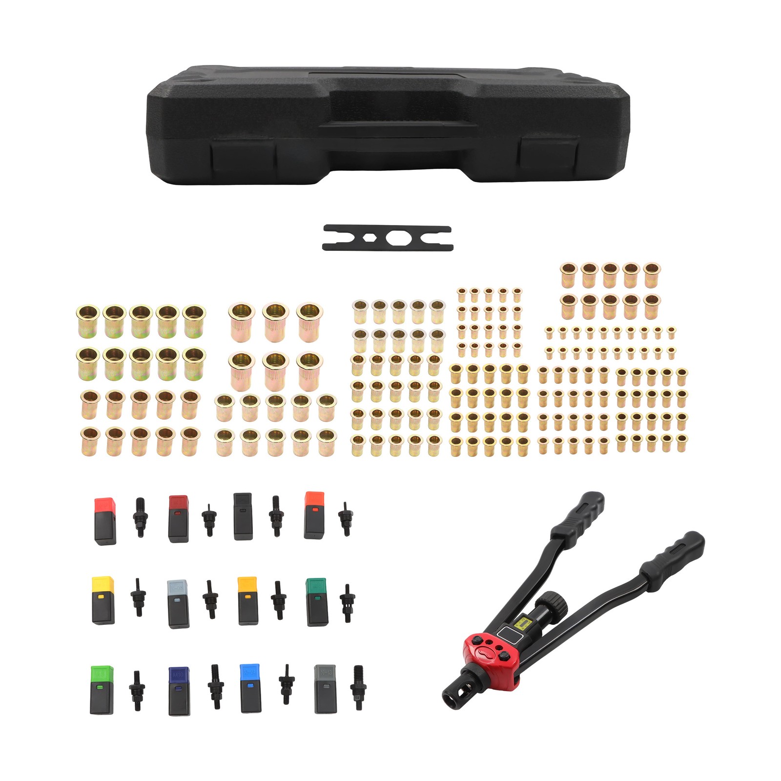 16" Rivnut Tool Kit 12 PCS Metric & SAE Mandrels 176PCS Rivet Nuts