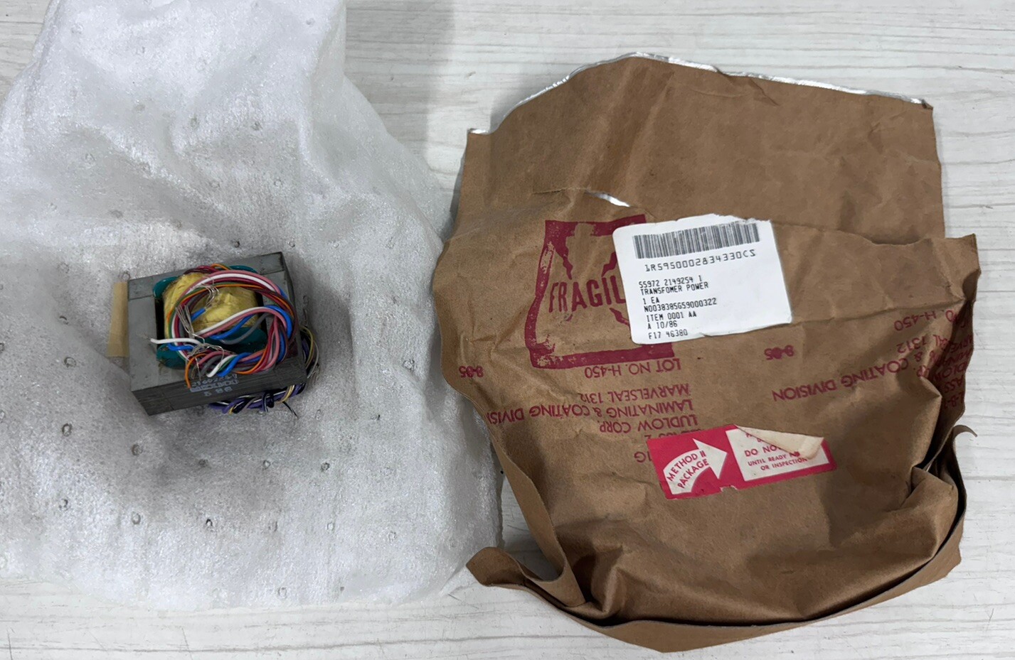 Military Power Transformer 55972 2149254-1 N0038385G59000322 Item 0001 AA 10/86