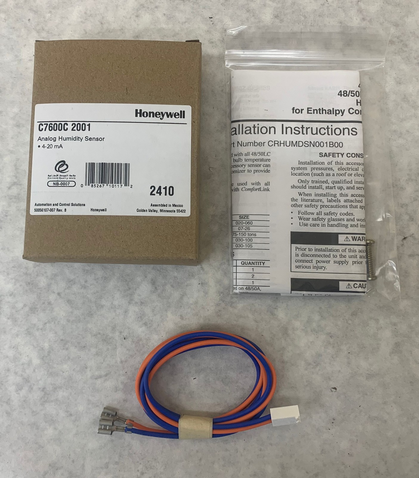 Honeywell C7600C 2001 Analog Humidity Sensor 4-20A