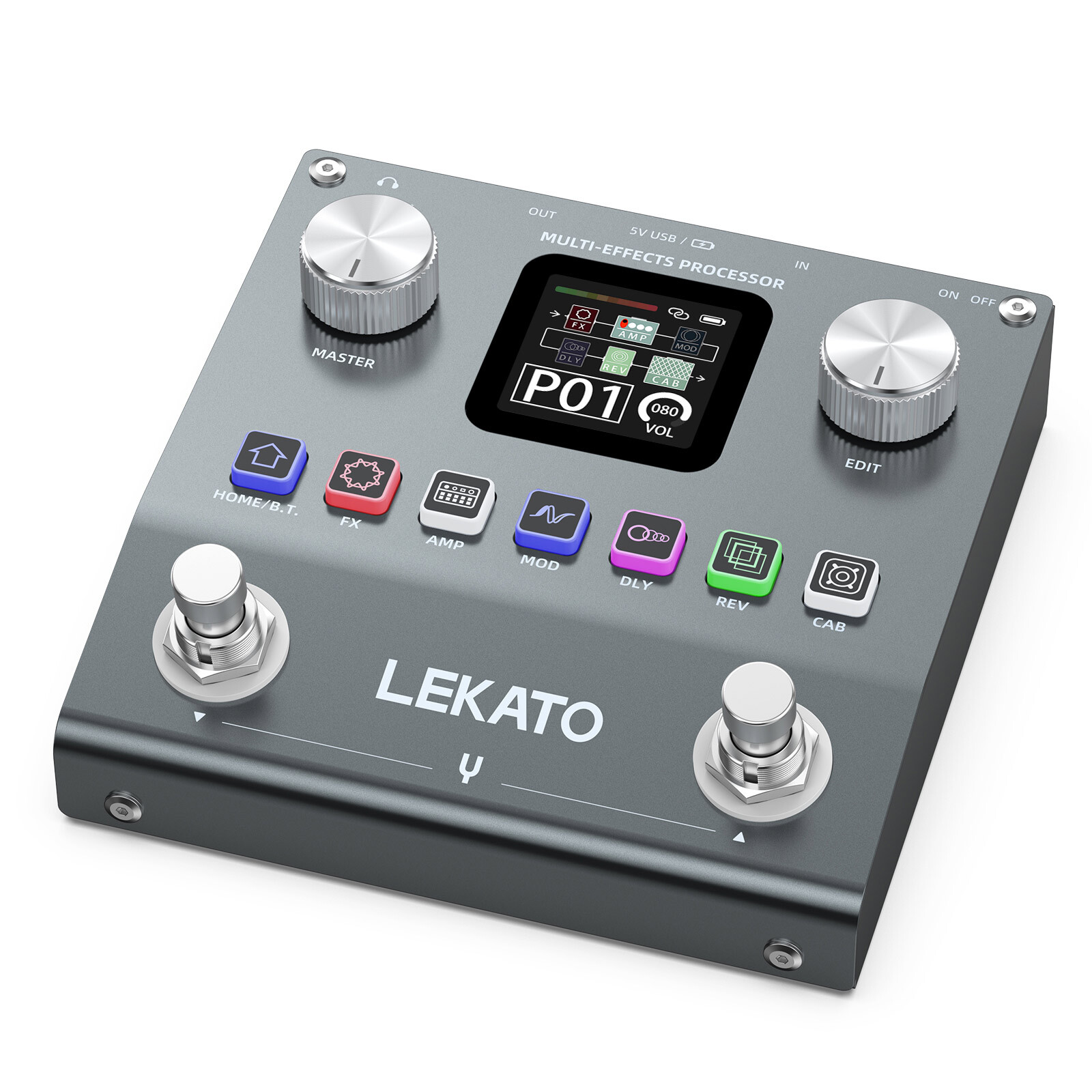LEKATO Portable Guitar Effects Processor 20 IRs 80 Presets Support 3rd Party IR