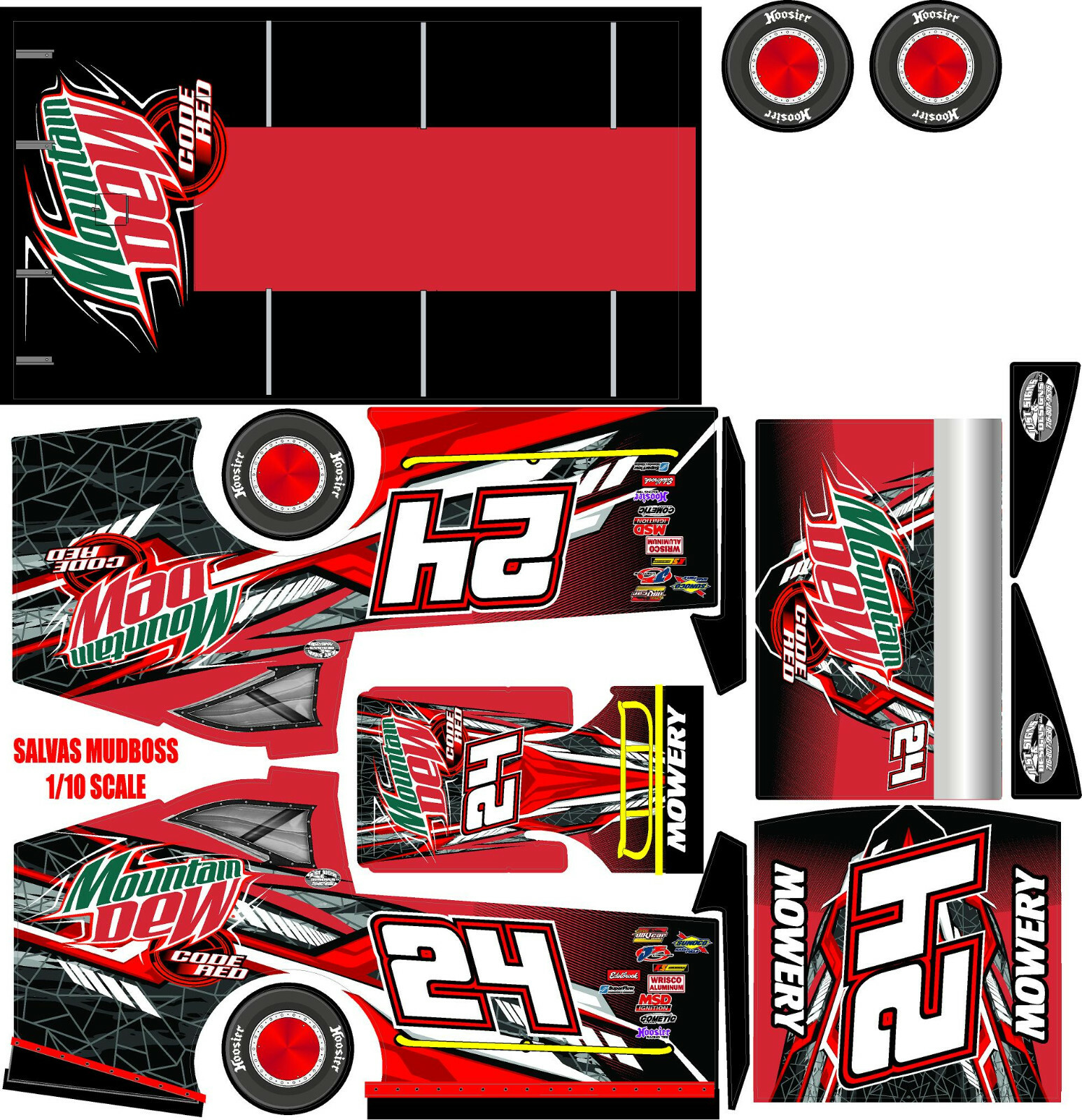 SALVAS MUDBOSS TRAXXAS SLASH MOUNTAIN DEEW CODE REDD THEME WRAP KIT