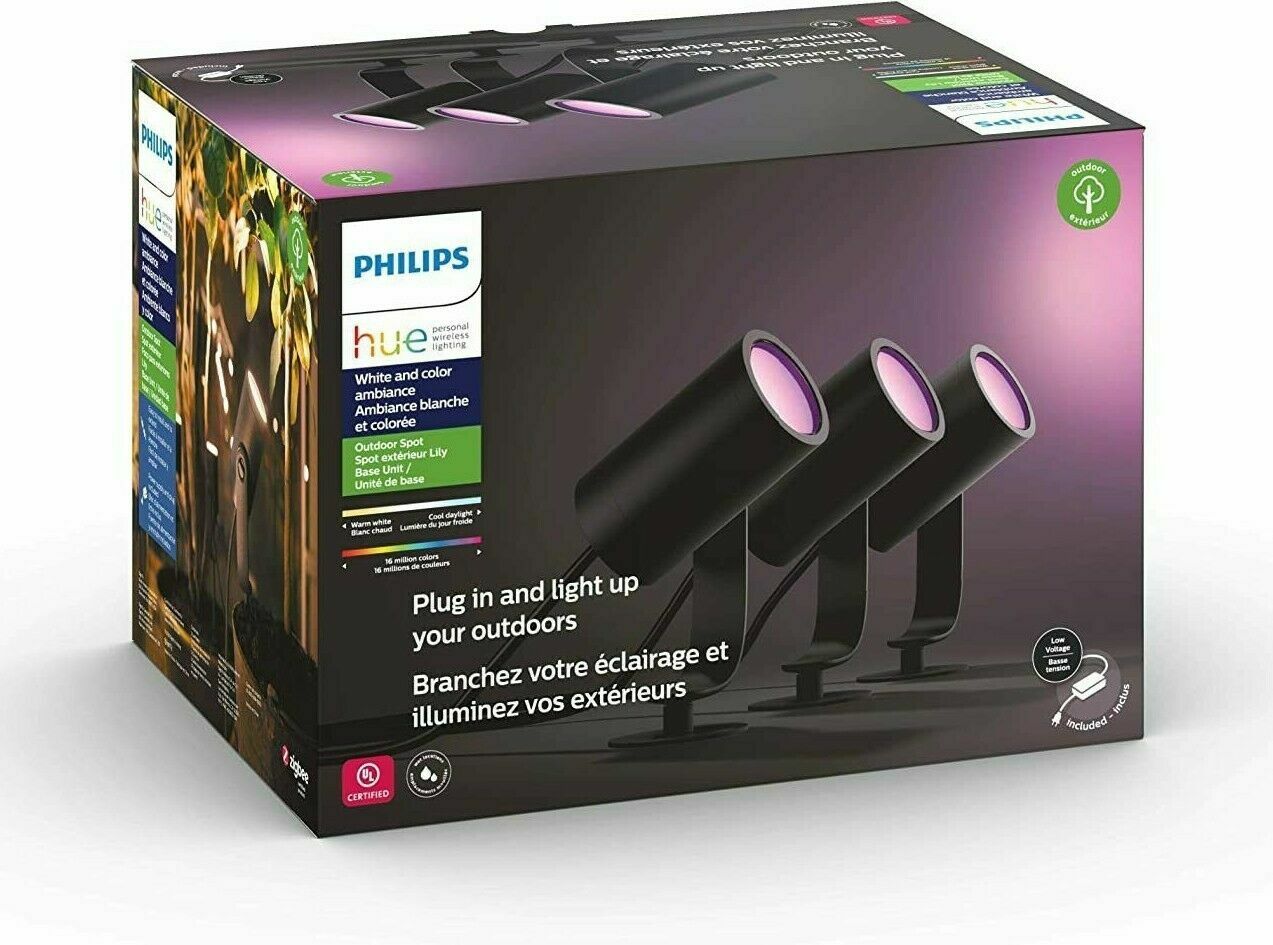 Philips Hue Lily White & Color Outdoor Weatherproof LED  Spot Light  (3 Pack)