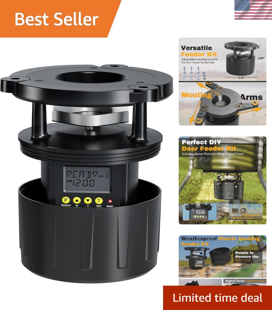 Versatile 6V Feeder Kit: Ideal for Deer, Chickens & More with Solar Panel Port