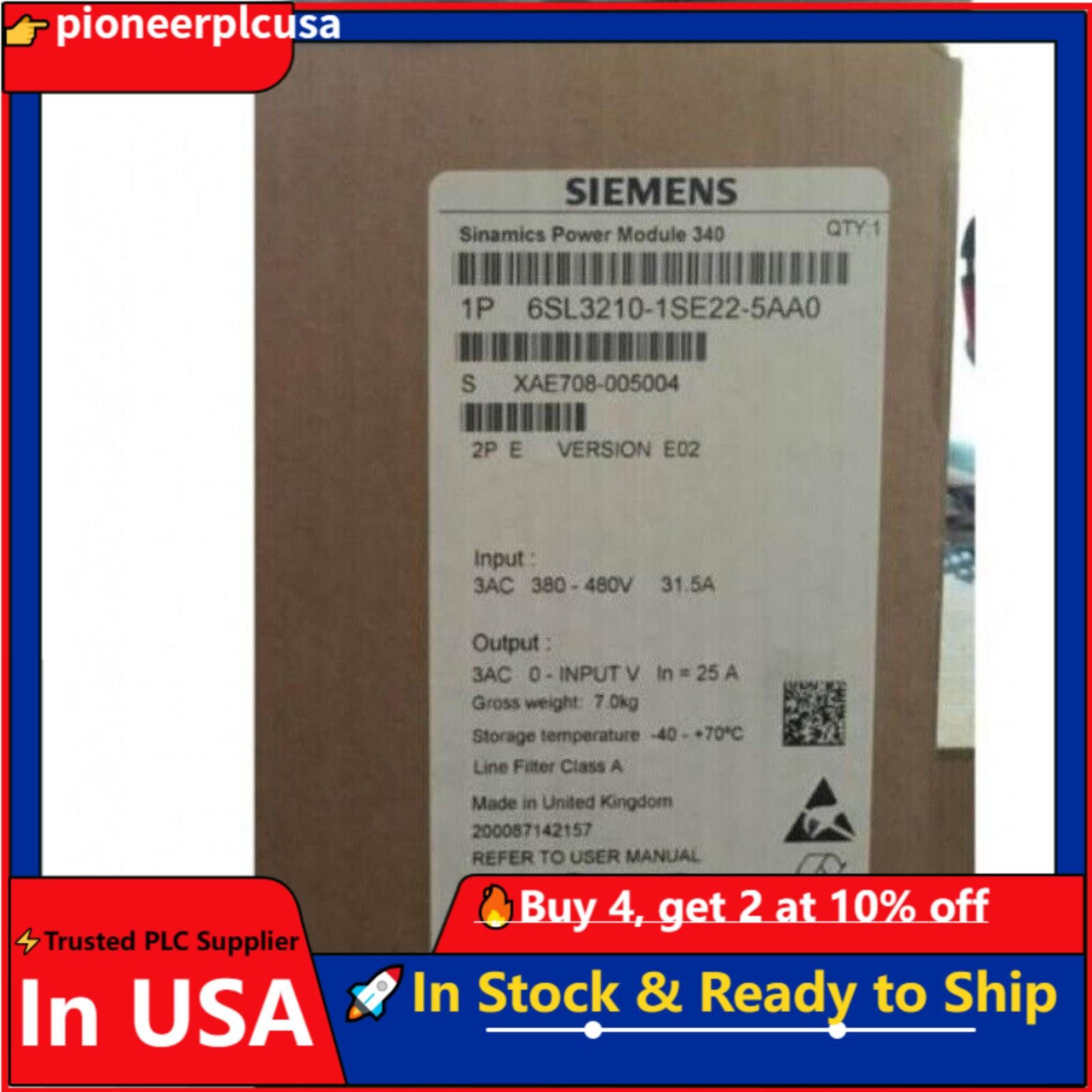 New Siemens 6SL3210-1SE22-5AA0 6SL32101SE225AA0 S120 converter Power Module
