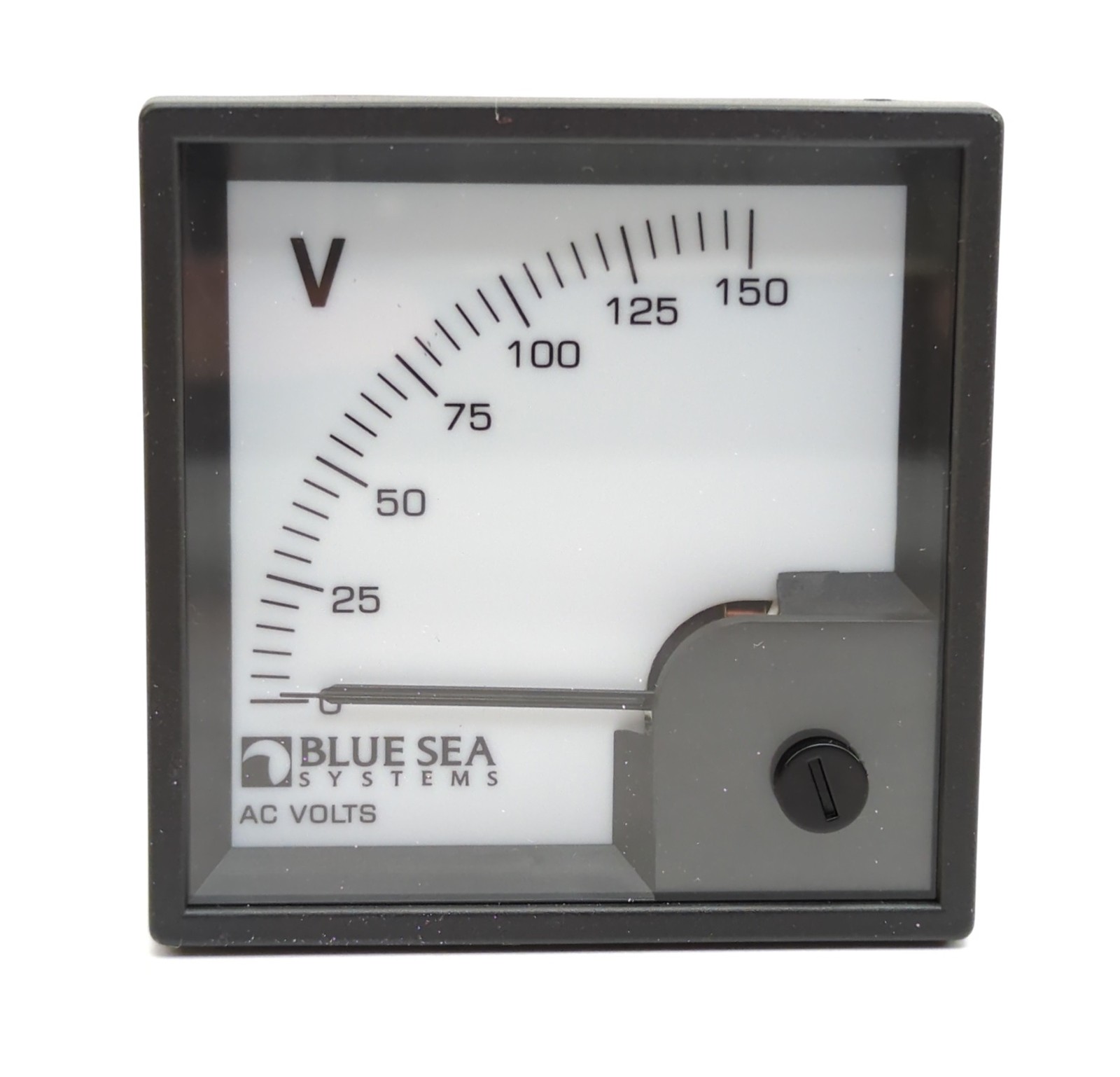 Blue Sea System 1056 Standard 72mm 12V/24V DC 0-150V AC Analog DIN Voltmeter