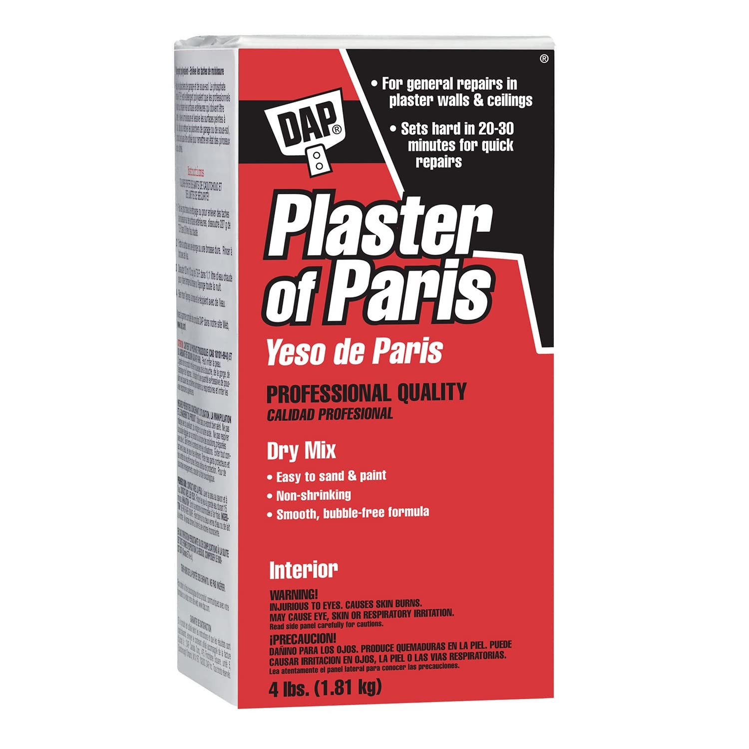 DAP Plaster of Paris (Dry Mix), White, 4 Lb Box (7079810308) 4 lb, White