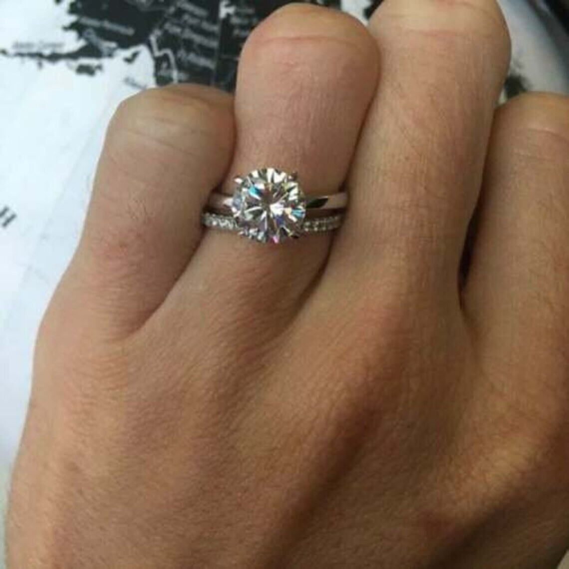 Lab-Created 2.90 Ct Round Cut White Diamond Wedding Ring Set 925 Sterling Silver
