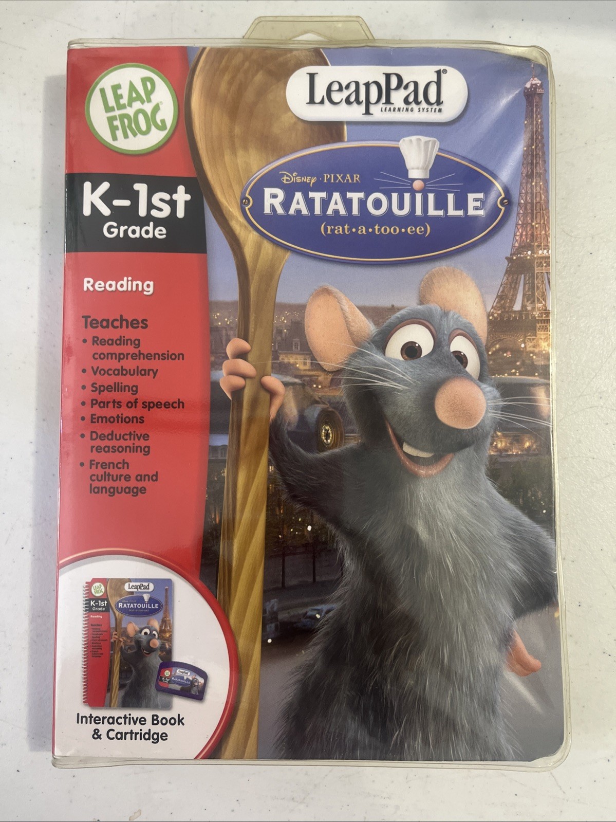 Leap Frog LeapPad Learning System Disney PixarRatatouille reading book And Cart