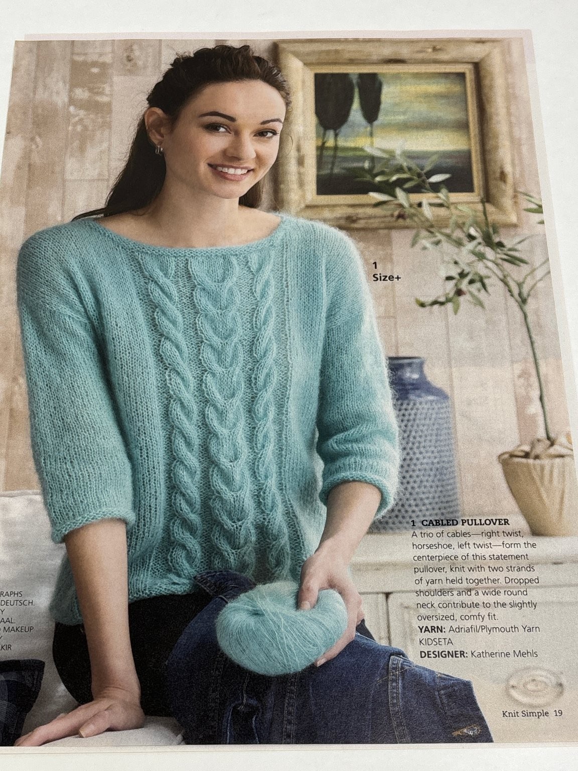 Cabled Pullover Knitting Pattern Magazine Pages