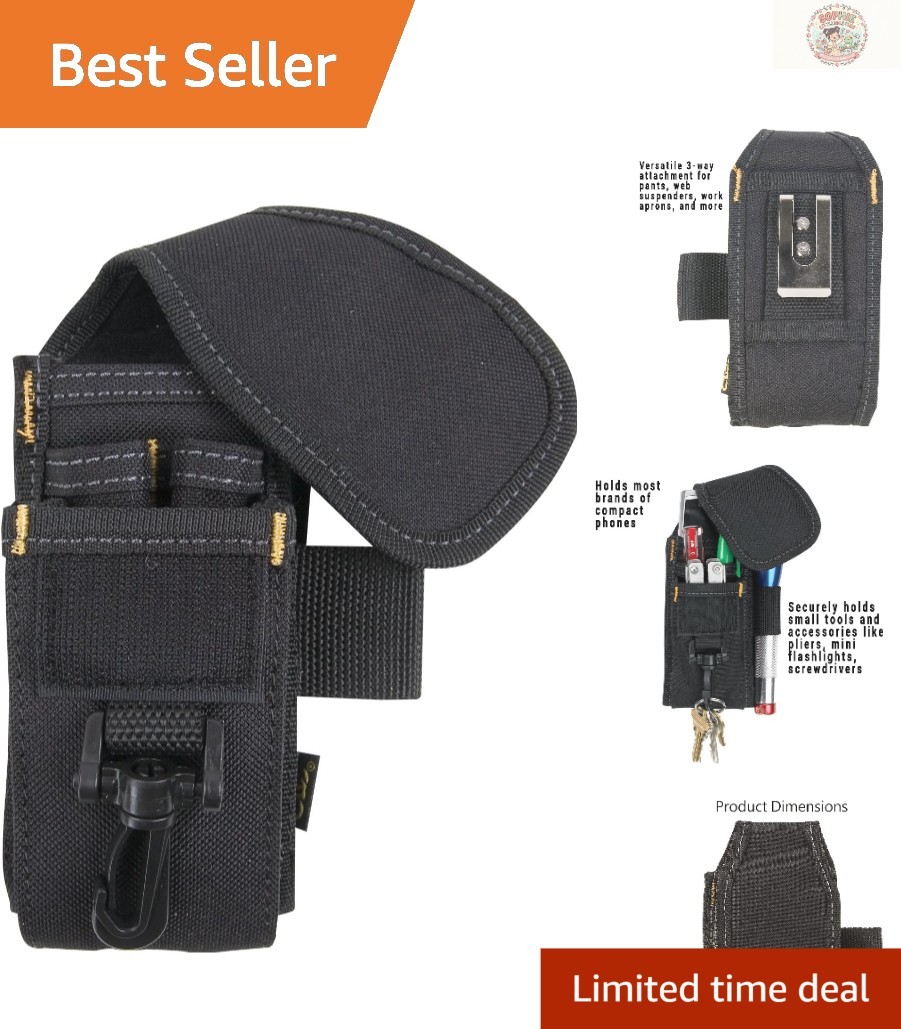 Lightweight 5-Pocket Organizer for Tools & Phones - Easy Clip-On Design