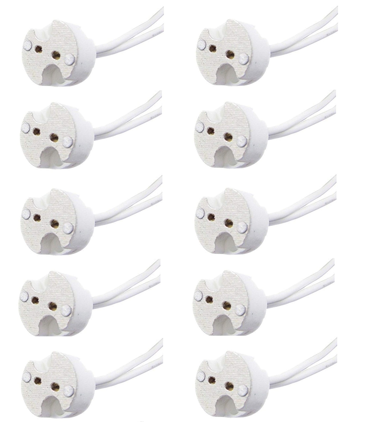 10 Pack MR16 Light Socket for Halogen and LED, fits All GU5.3 Sockets, Cerami...