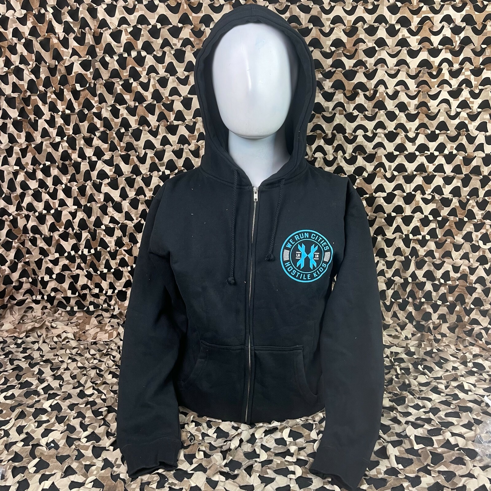 NEW HK Army Authentic Zip-Up Hooded Sweatshirt - Black - Small