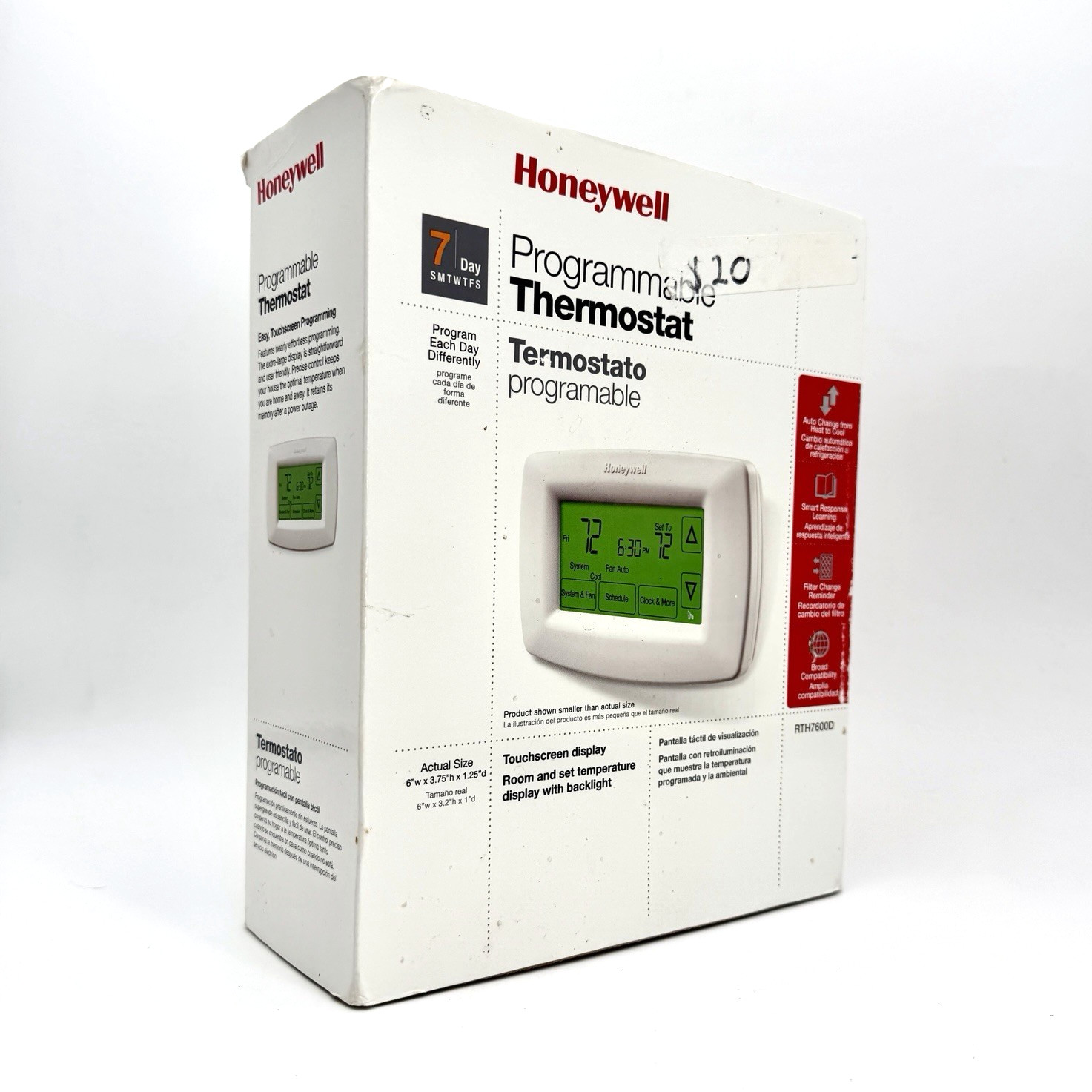 Honeywell RTH7600 Touchscreen Programmable Thermostat White Digital New Open Box