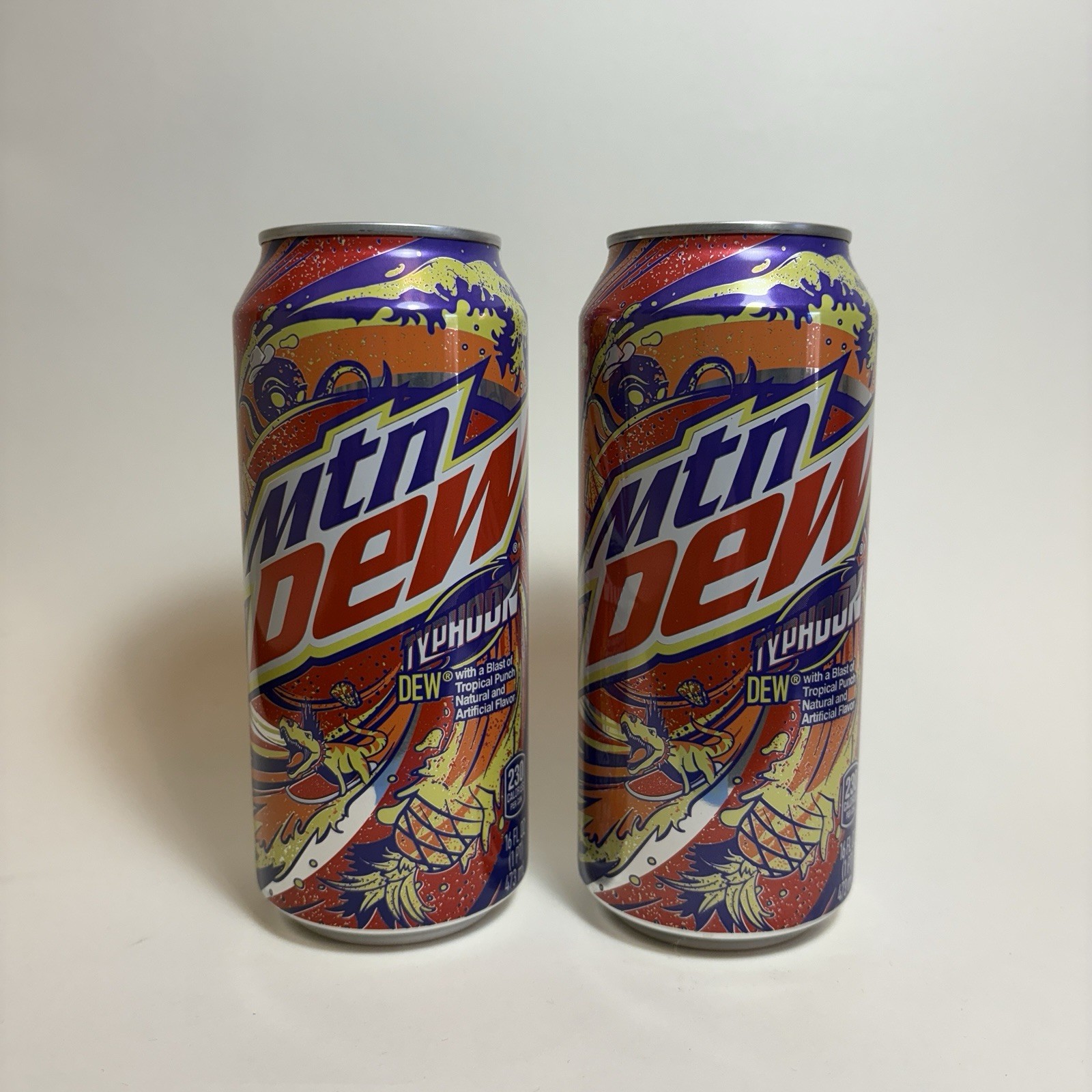 2x Mountain Dew Typhoon Sealed 16oz Cans 2022 Limited Edition Discontinued MTN