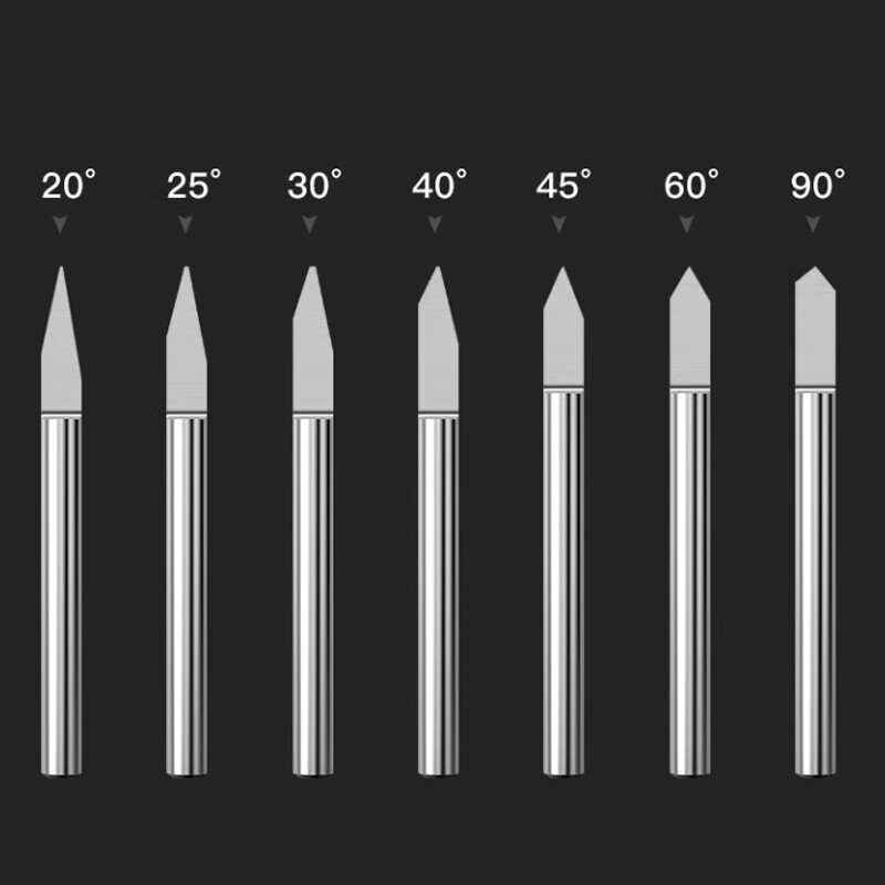 3.175mm Shank 20~90º 0.8mm V-shape PCB Carbide Engraving Bit Milling Cutter CNC