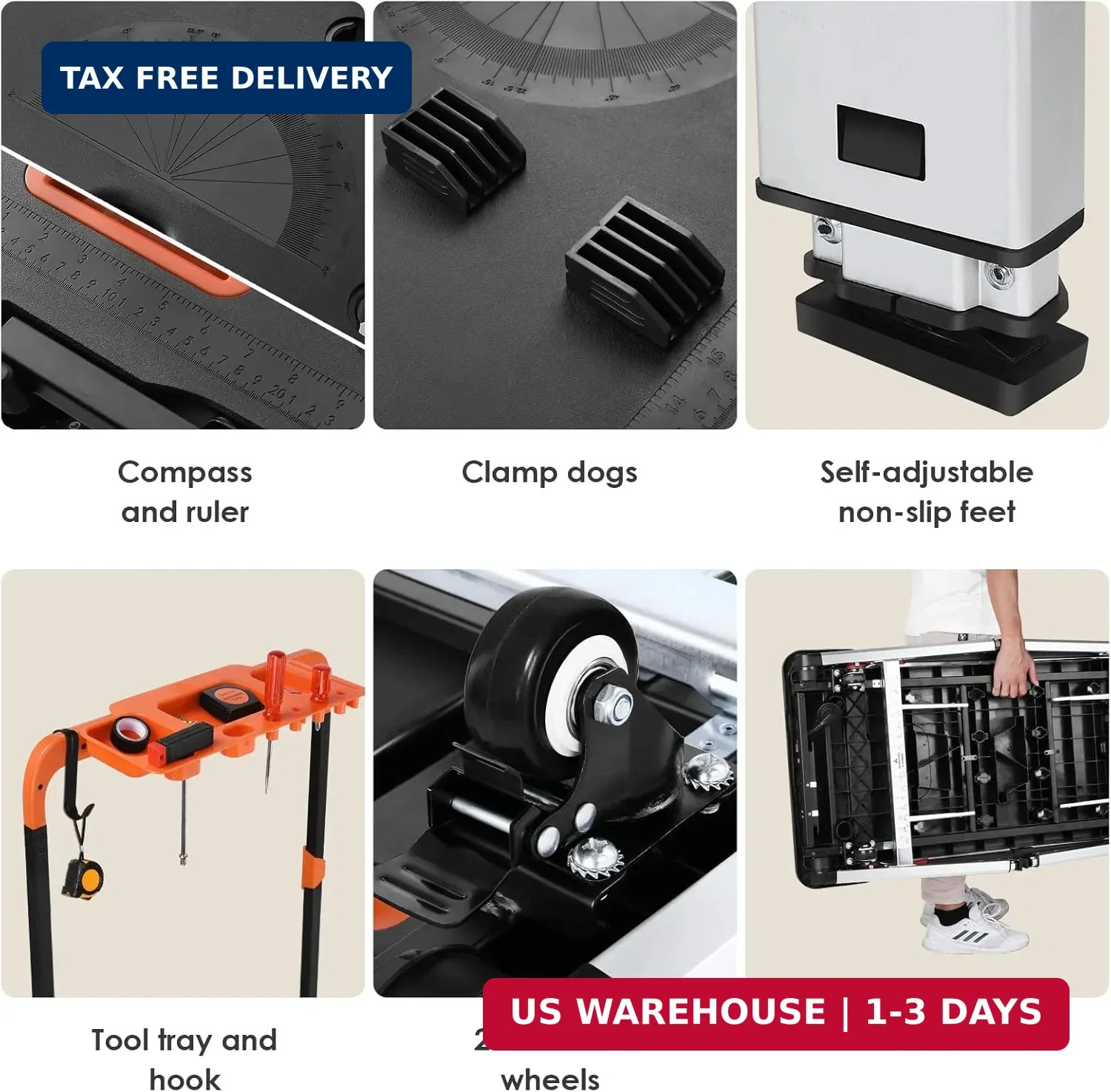 7in1 Multifunctional Portable Workbench,Worktable with Poweroutlet | Folding Wor
