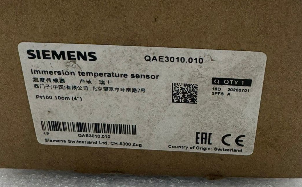 SIEMENS QAE3010.010 PT100 immersion temperature sensor