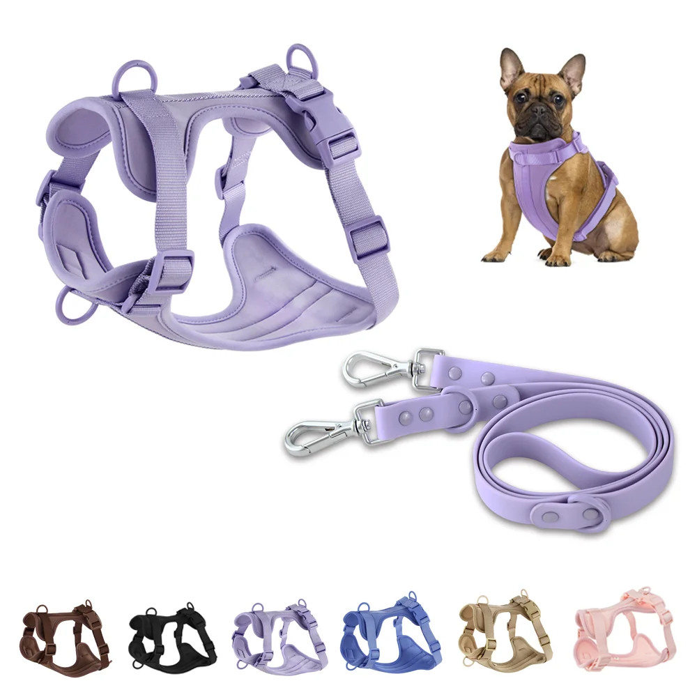 Double Dog Leash PVC Comfortable and breathable Dog Harness and leash set Adjust